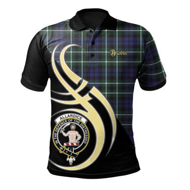 Scottish Allardice Clan Crest Tartan Polo Shirt Believe in Me Front Side Tartan Plaid
