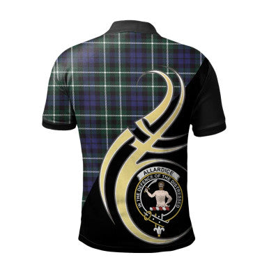 Scottish Allardice Clan Crest Tartan Polo Shirt Believe in Me Back Side Tartan Plaid