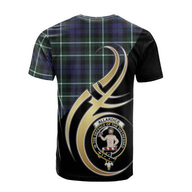 Scottish Allardice Clan Crest Tartan T-Shirt Believe in Me Back Side Tartan Plaid