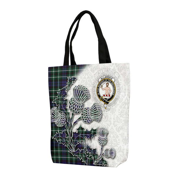 Scottish Allardice Clan Tartan Canvas Bag With Shoulder Straps - Thistle Flowers Style Tartan Plaid 1