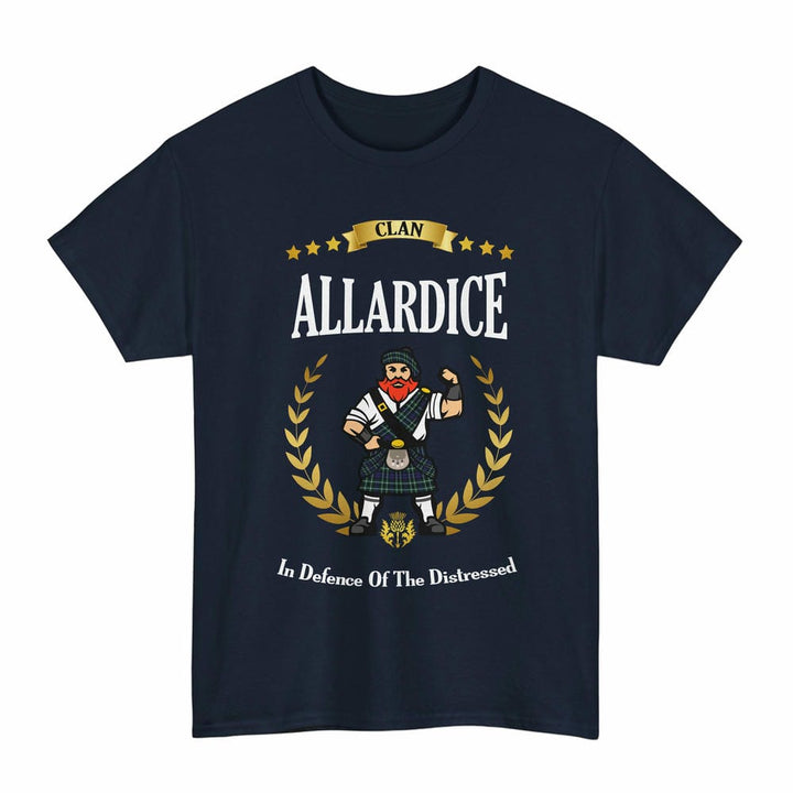 Scottish Allardice Clan Tartan T-Shirt - Motto Scotsman Tartan Plaid Navy Color