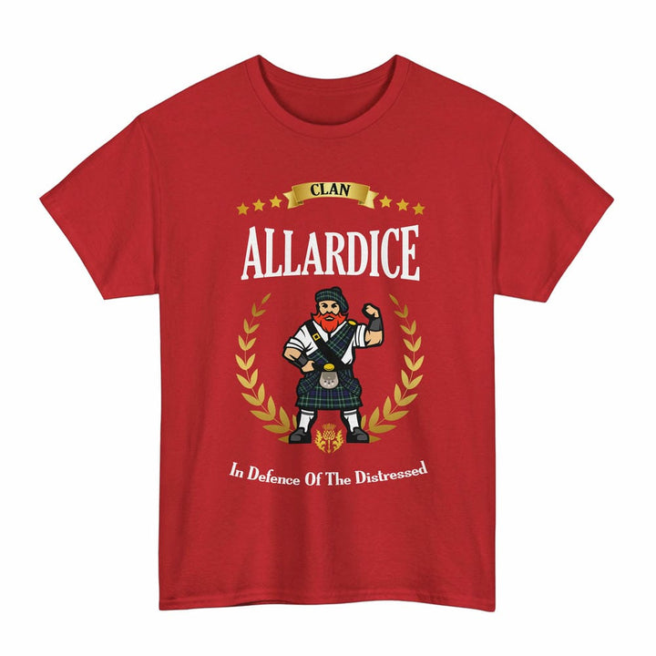 Scottish Allardice Clan Tartan T-Shirt - Motto Scotsman Tartan Plaid Red Color