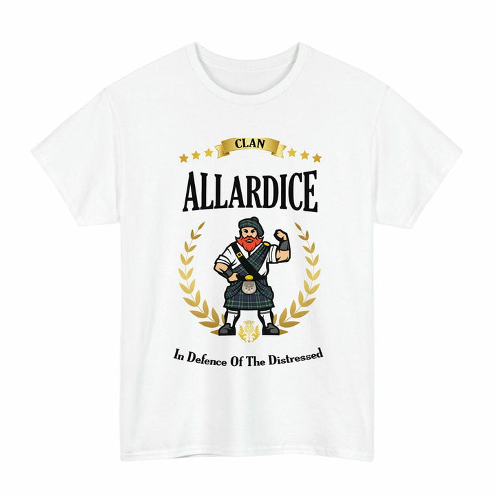 Scottish Allardice Clan Tartan T-Shirt - Motto Scotsman Tartan Plaid White Color