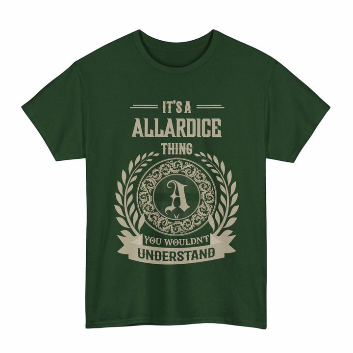 Scottish Allardice Clan Tartan T-Shirt - Vintage Family Name Tartan Plaid Forest Green Color