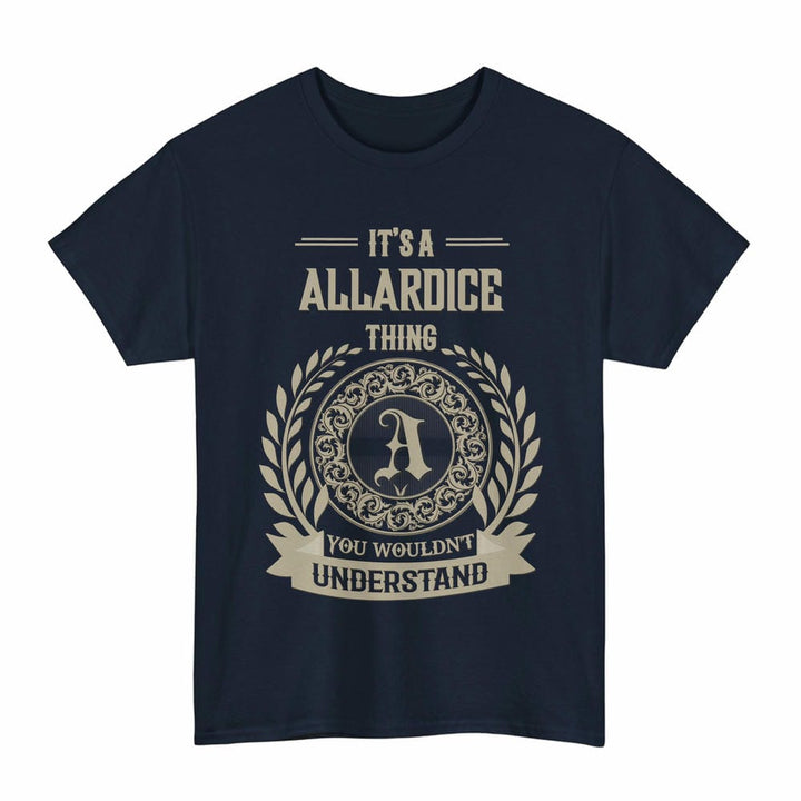 Scottish Allardice Clan Tartan T-Shirt - Vintage Family Name Tartan Plaid Navy Color