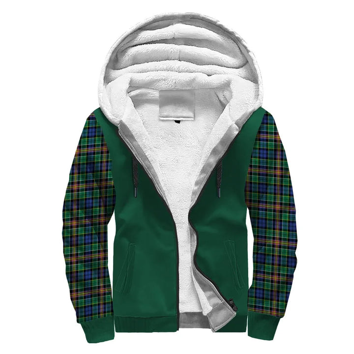 Scottish Allison Clan Crest Tartan Plaid Sleeve Sherpa Hoodie
