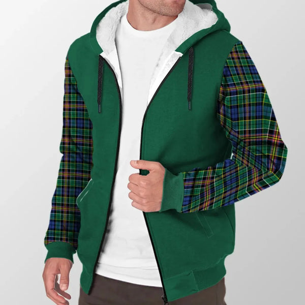 Scottish Allison Clan Crest Tartan Plaid Sleeve Sherpa Hoodie