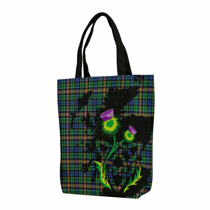 Scottish Allison Clan Tartan Canvas Bag With Shoulder Strap With Thistle Tartan Plaid 1