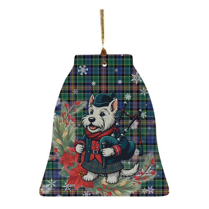 Scottish Allison Clan Tartan Ceramic Ornament Cute Scottish Terrier Dog Bell Style Tartan Plaid