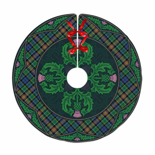 Scottish Allison Clan Tartan Christmas Tree Skirt Old Scottish Thistle Flower No Tassels Tartan Plaid 1