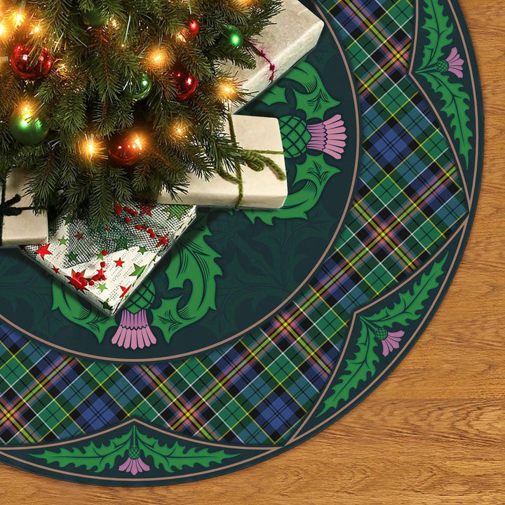 Scottish Allison Clan Tartan Christmas Tree Skirt Old Scottish Thistle Flower No Tassels Tartan Plaid 2