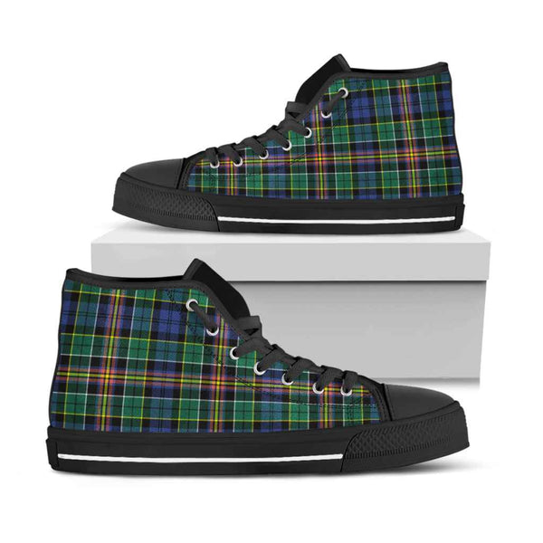 Scottish Allison Clan Tartan High Top Shoes Black Sole Tartan Plaid