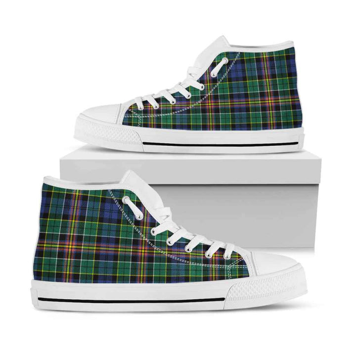 Scottish Allison Clan Tartan High Top Shoes White Sole Tartan Plaid