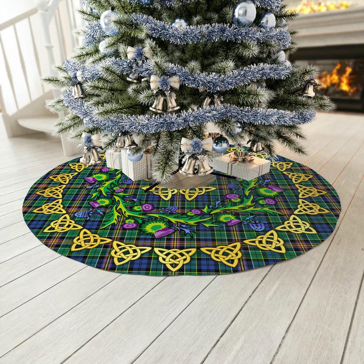 Scottish Allison Clan Tartan Thistle Celtic Knot Christmas Tree Skirt No Tassels Tartan Plaid 3