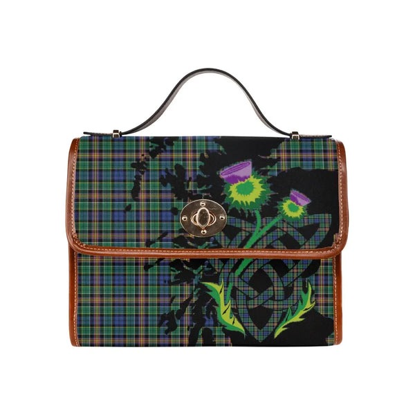 Scottish Allison Clan Tartan Waterproof Canvas Bag With Thistle Tartan Plaid 2