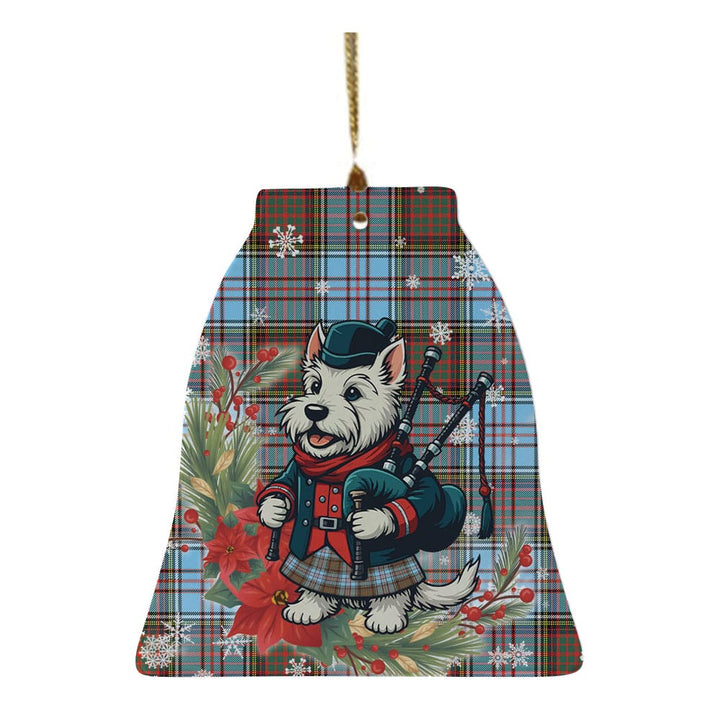 Scottish Anderson Ancient Clan Tartan Ceramic Ornament Cute Scottish Terrier Dog Bell Style Tartan Plaid