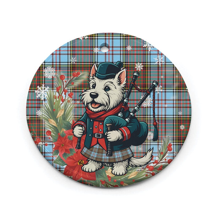 Scottish Anderson Ancient Clan Tartan Ceramic Ornament Cute Scottish Terrier Dog Circle Style Tartan Plaid