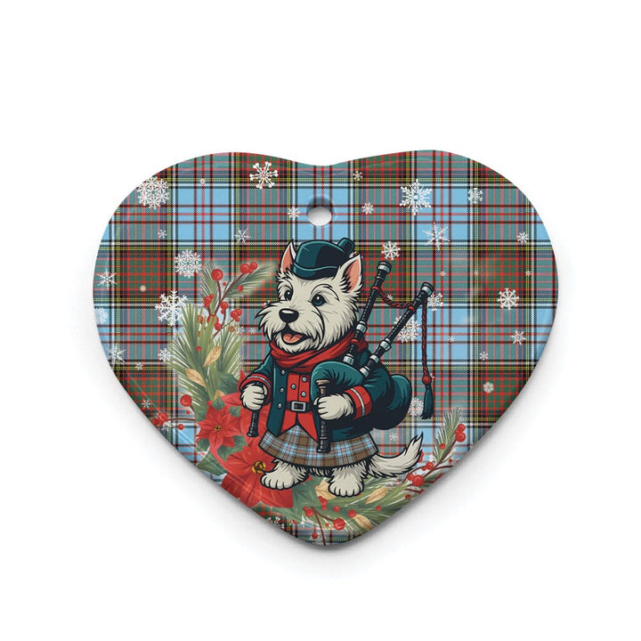 Scottish Anderson Ancient Clan Tartan Ceramic Ornament Cute Scottish Terrier Dog Heart Style Tartan Plaid