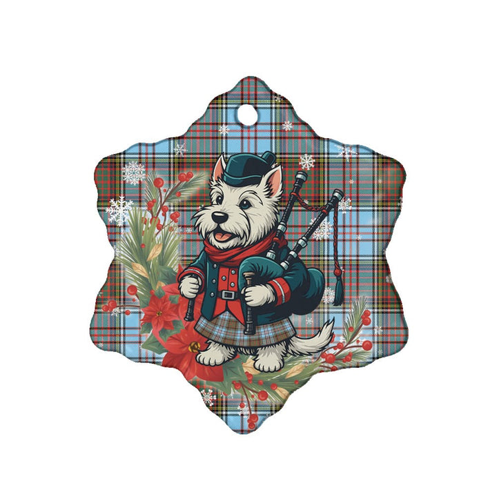 Scottish Anderson Ancient Clan Tartan Ceramic Ornament Cute Scottish Terrier Dog Snow Flake Style Tartan Plaid