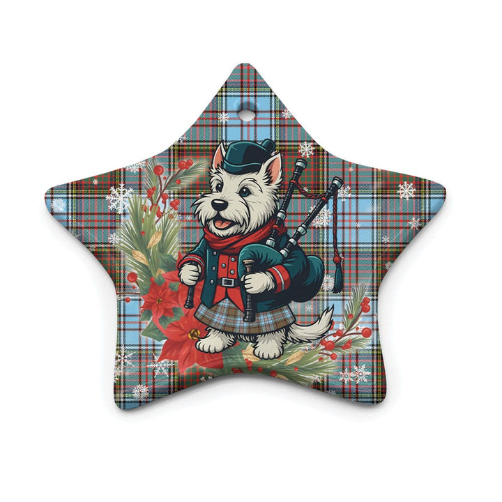 Scottish Anderson Ancient Clan Tartan Ceramic Ornament Cute Scottish Terrier Dog Star Style Tartan Plaid