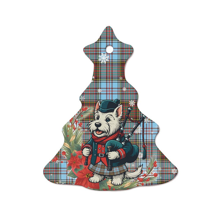 Scottish Anderson Ancient Clan Tartan Ceramic Ornament Cute Scottish Terrier Dog Tree Style Tartan Plaid
