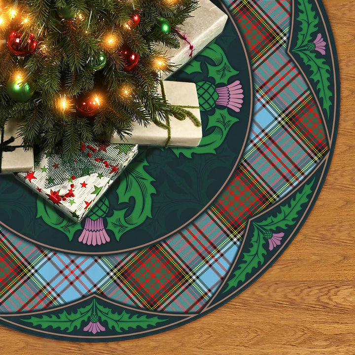 Scottish Anderson Ancient Clan Tartan Christmas Tree Skirt Old Scottish Thistle Flower No Tassels Tartan Plaid 2