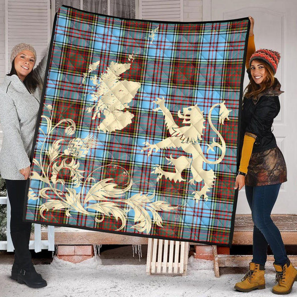 Scottish Anderson Ancient Clan Tartan Quilt Rampant Lion with Thistle Tartan Plaid 2
