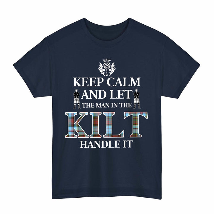 Scottish Anderson Ancient Clan Tartan T-Shirt - Keep Calm Tartan Plaid Navy Color