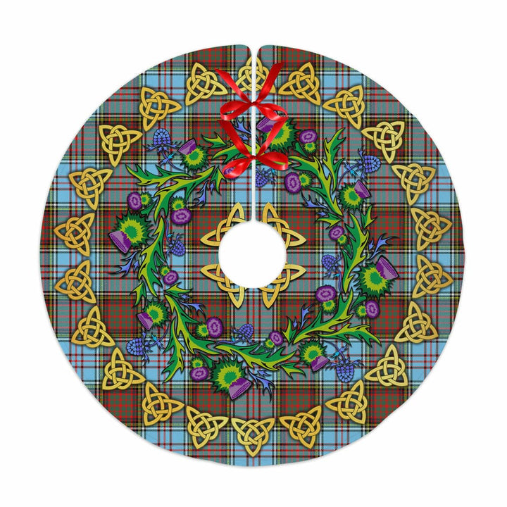Scottish Anderson Ancient Clan Tartan Thistle Celtic Knot Christmas Tree Skirt No Tassels Tartan Plaid 1