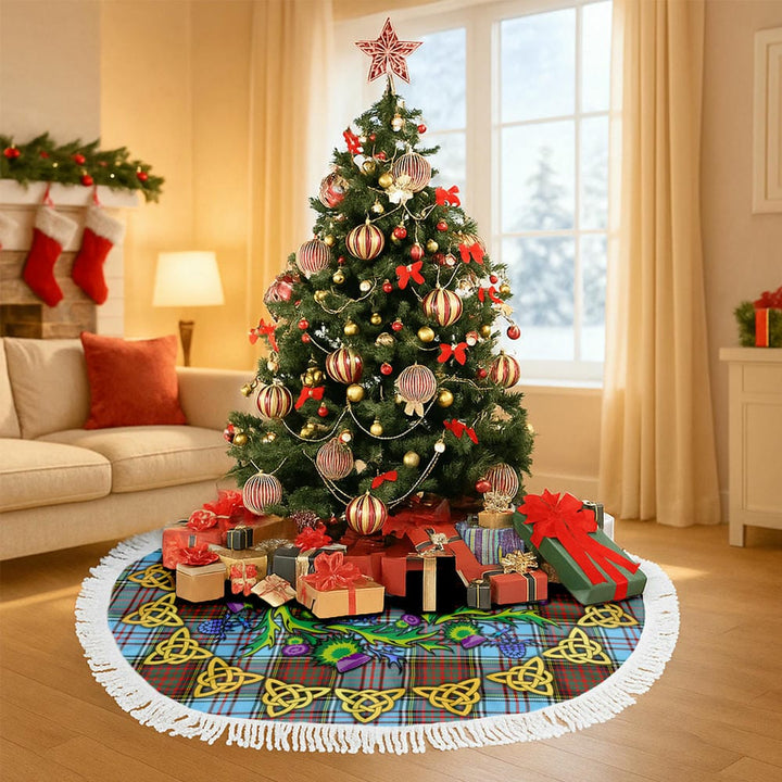 Scottish Anderson Ancient Clan Tartan Thistle Celtic Knot Christmas Tree Skirt Tassels Tartan Plaid 3