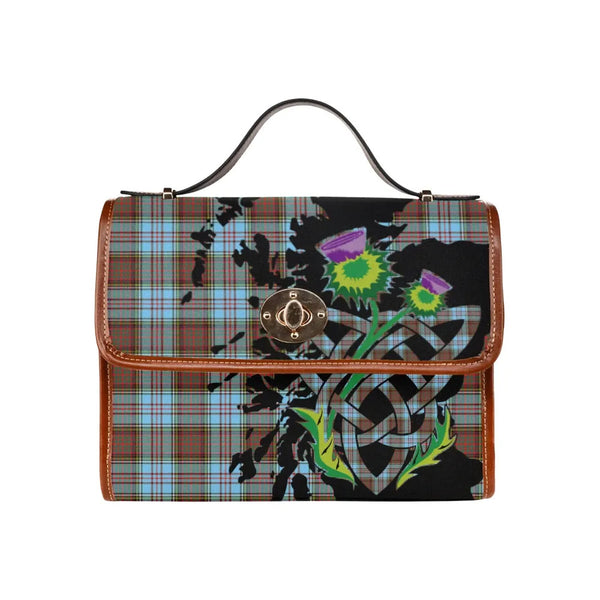 Scottish Anderson Ancient Clan Tartan Waterproof Canvas Bag With Thistle Tartan Plaid 2