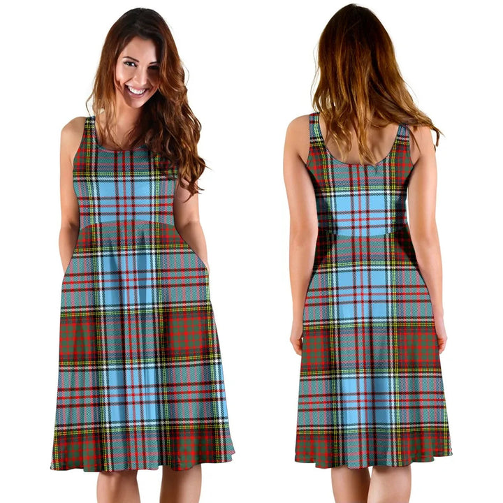 Scottish Anderson Ancient Clan Tartan Women Midi Dress