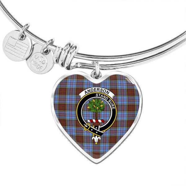 Scottish Anderson Clan Crest Tartan Bangle Heart Tartan Plaid 1