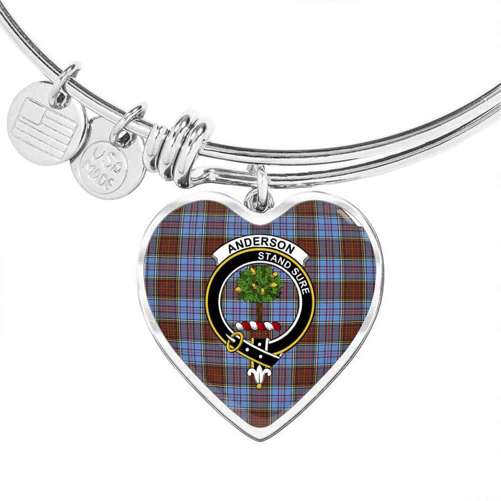 Scottish Anderson Clan Crest Tartan Bangle Heart Tartan Plaid 1