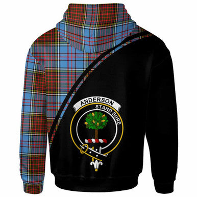 Scottish Anderson Clan Crest Tartan Curve Hoodie Back Side Tartan Plaid