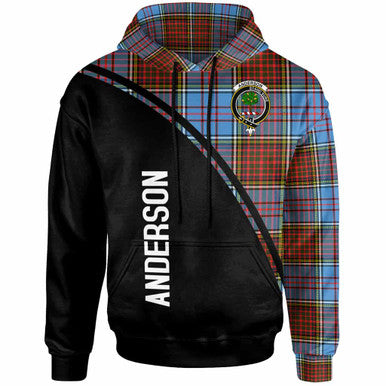 Scottish Anderson Clan Crest Tartan Curve Hoodie Front Side Tartan Plaid
