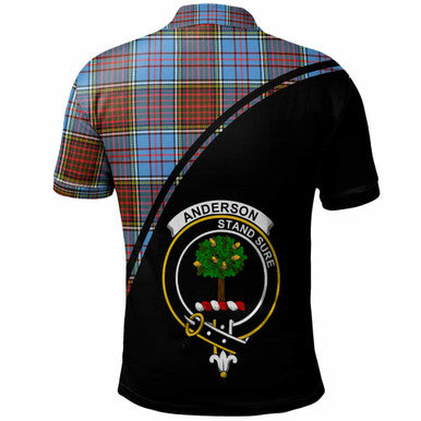 Scottish Anderson Clan Crest Tartan Curve Polo Shirt Back Side Tartan Plaid