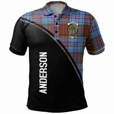 Scottish Anderson Clan Crest Tartan Curve Polo Shirt Front Side Tartan Plaid