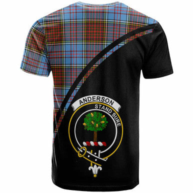 Scottish Anderson Clan Crest Tartan Curve T-Shirt Back Side Tartan Plaid