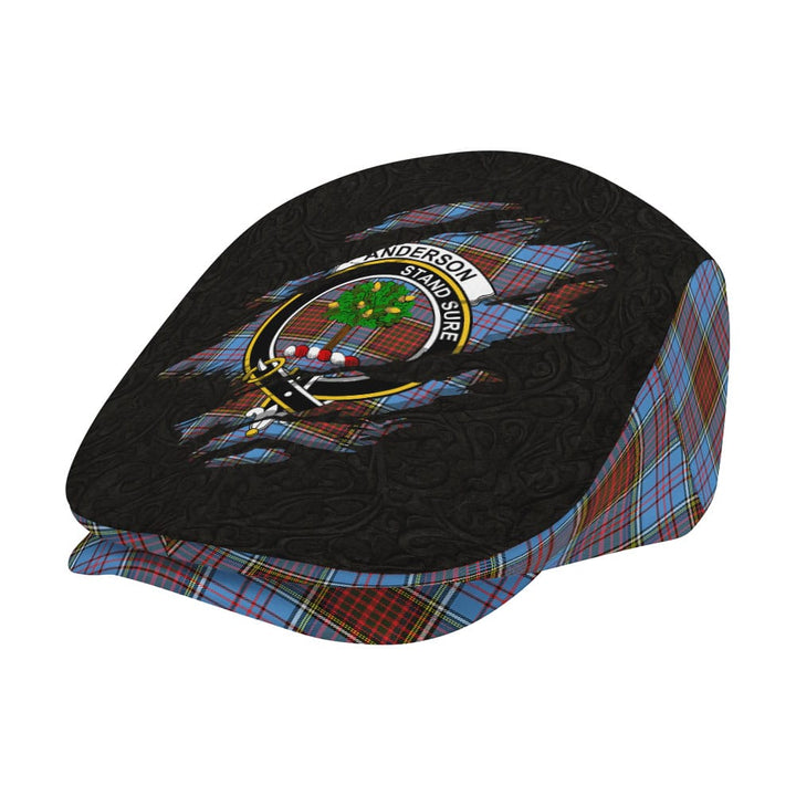 Scottish Anderson Clan Crest Tartan Flat Cap - Scratch Style Tartan Plaid 2