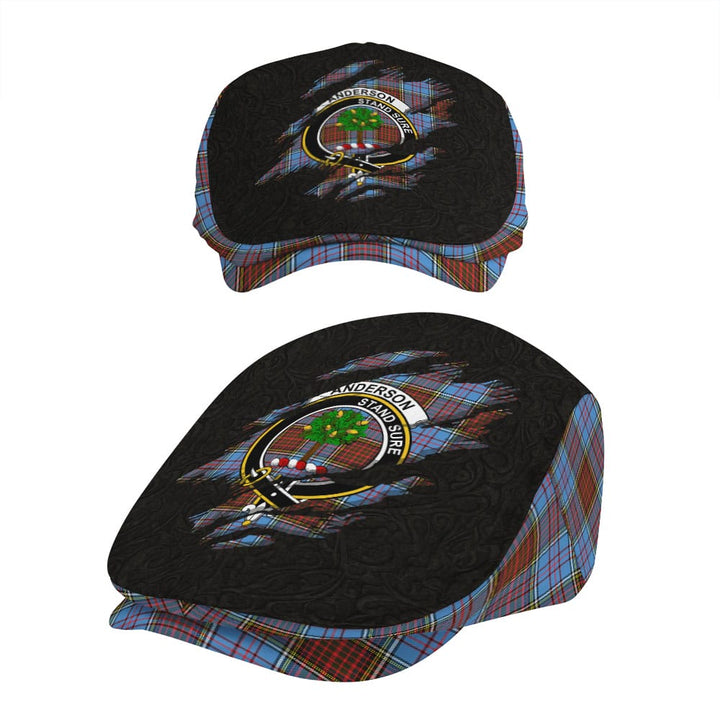 Scottish Anderson Clan Crest Tartan Flat Cap - Scratch Style Tartan Plaid 5