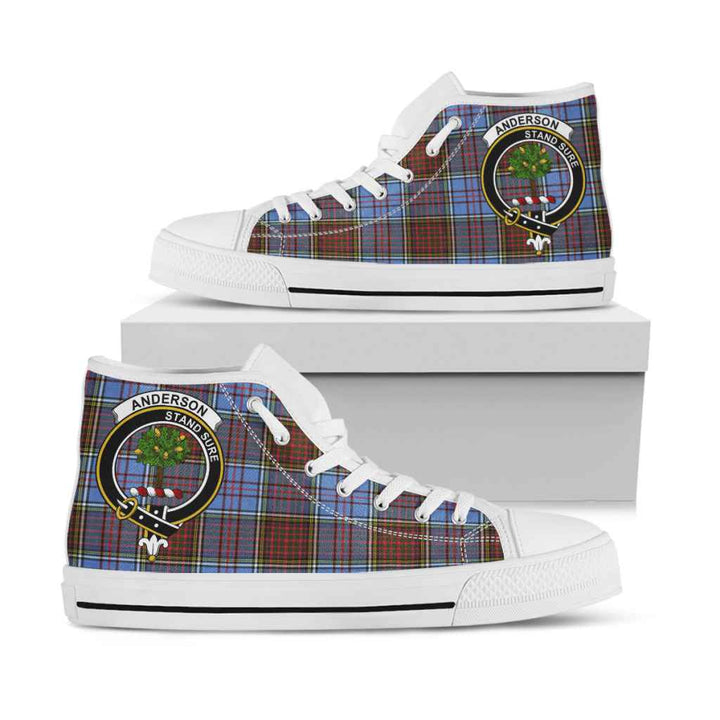 Scottish Anderson Clan Crest Tartan High Top Shoes White Sole Tartan Plaid