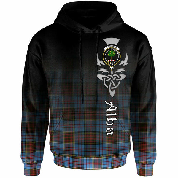 Scottish Anderson Clan Crest Tartan Hoodie - Alba Gu Brath Family Crest Celtic Inspired Front Side Tartan Plaid