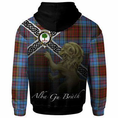 Scottish Anderson Clan Crest Tartan Hoodie - Scotland Lion Back Side Tartan Plaid