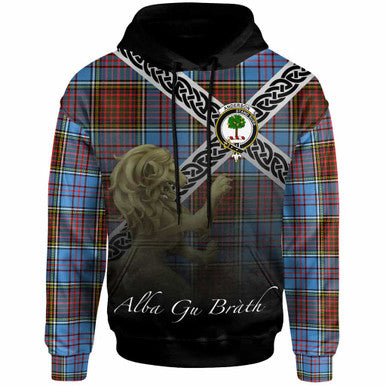 Scottish Anderson Clan Crest Tartan Hoodie - Scotland Lion Front Side Tartan Plaid