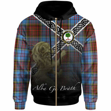 Scottish Anderson Clan Crest Tartan Hoodie - Scotland Lion Zip-up Tartan Plaid
