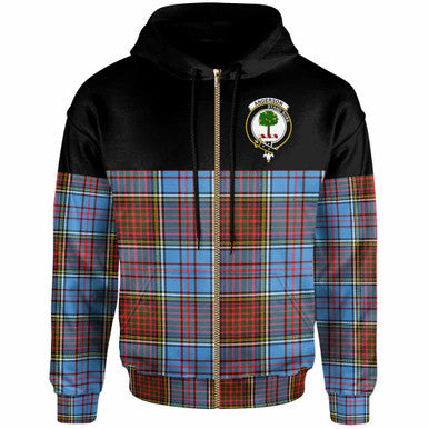 Scottish Anderson Clan Crest Tartan Hoodie - Horizontal Style Zip-up Tartan Plaid