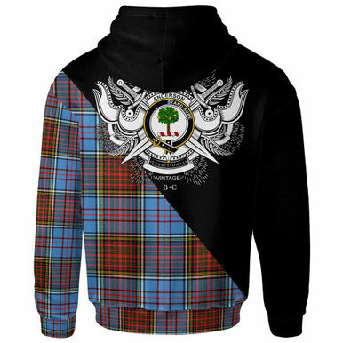 Scottish Anderson Clan Crest Tartan Hoodie - Military Logo Back Side Tartan Plaid