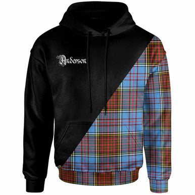 Scottish Anderson Clan Crest Tartan Hoodie - Military Logo Front Side Tartan Plaid