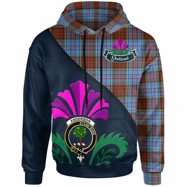 Scottish Anderson Clan Crest Tartan Hoodie - Scotland Thistle Style Front Side Tartan Plaid